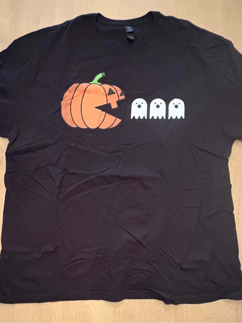 Black Halloween Pac-Man Pumpkin Tee 2X